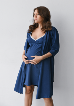 Халат для вагітних та годування XS-XXL Мамин Дім 25316-Індиго
