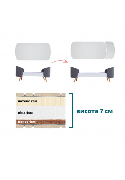 Матрац-півмісяць кокос-піна-латекс IngVart Fly 136х66х7 см 9861533
