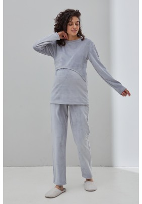 Пижама для беременных и кормления (свитшот дл.рук+штаны) S-L Юла мама HYGGE NW-5.13.2 -серый