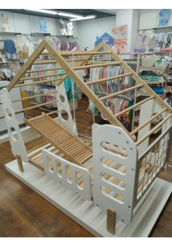Ліжко дитяче TatkoPlayground Montessori Будиночок 1600x800 ТРMDNEW-white