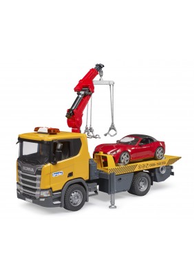 Эвакуатор Scania Super 560R з краном-манипулятором и автомобилем Roadster 1:16 Bruder 03552