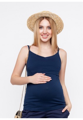 Майка для вагітних та годування S-XL Юла мама May NR-20.051-Темно-синій