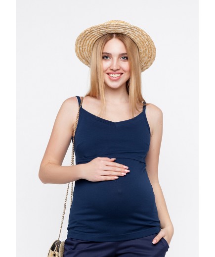 Майка для вагітних та годування S-XL Юла мама May NR-20.051-Темно-синій
