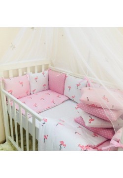 Постельный комплект Маленькая Соня Baby Desing Premium Фламинго 7ед 0120212