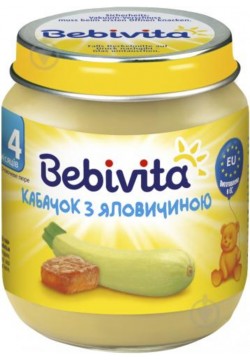 Пюре кабачок з яловичиною Bebivita 125г  1822