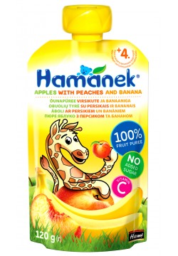 Пюре яблуко, персик, банан Hamanek 120г 1215892