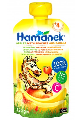 Пюре яблуко, персик, банан Hamanek 120г 1215892 - 