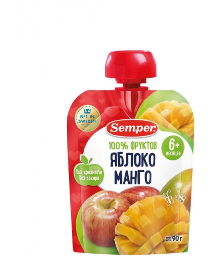 Пюре яблуко, манго Semper 90г 1367