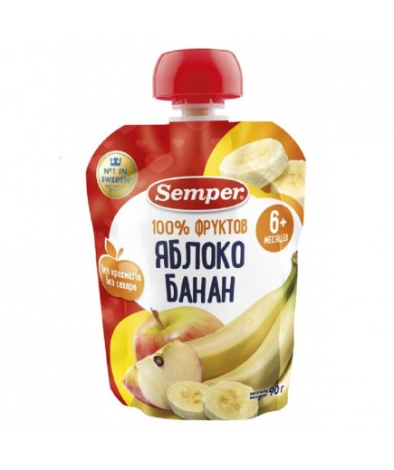 Пюре яблуко, банан Semper 90г 1282