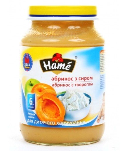 Пюре яблуко і абрикос з сиром Hame 190г 1215331 Пюре яблуко і абрикос з сиром Hame 190г 1215331