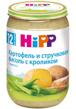 Пюре картопля та спаржева квасоля з кроликом HIPP 220 г  6853