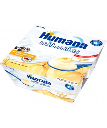 Йогурт-десерт з бананом з 6 міс Humana  4*100г 701091