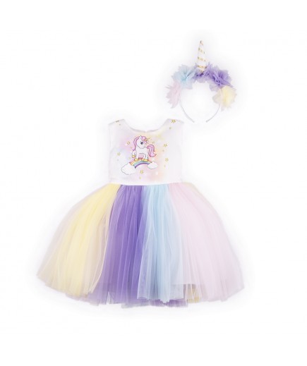 Платье 80-110 miss Ayisigi MA2176-Белый/разноцветный, 104, 4 года, девочка, Осень-Зима 21-22