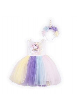 Платье 80-110 miss Ayisigi MA2176-Белый/разноцветный, 5 лет, 110, девочка, Осень-Зима 21-22