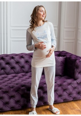 Пижама для беременных и кормления (футболка+штаны) S-L Юла мама Milena NW-5.6.2