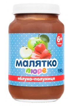 Пюре Яблуко-полуниця Малятко 190г  11636