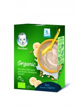 Каша молочна Gerber Organic пшенично-вівсяна з бананом 240г 531498