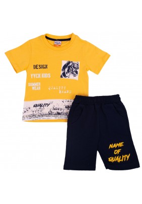 Комплект (футболка+шорты) 86-110 TO 96564/M116-Жёлтый/темно-синий - 