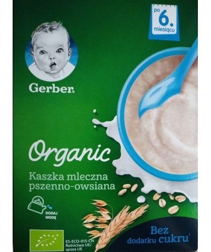 Каша молочна Gerber Organic пшенично-вівсяна 240г 880657 Каша молочна Gerber Organic пшенично-вівсяна 240г 880657