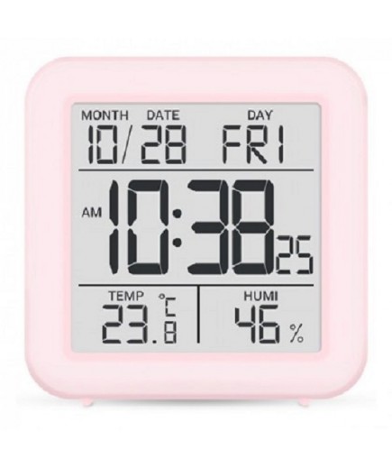 Термометр-гігрометр цифровий з годинником Стеклоприбор Т15 рожевий