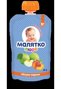 Пюре Малятко яблуко, персик 90г 11575