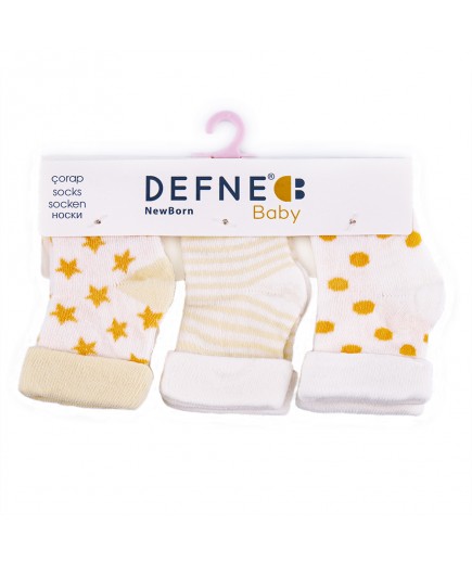 Набор носков DEFNE baby 3шт K014-21-Желтый/белый