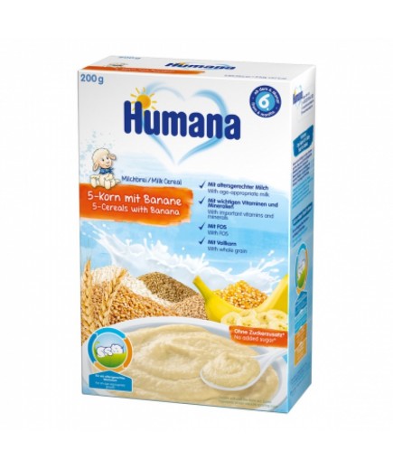 Каша молочна 5 злаків з бананом Humana 200г 775542