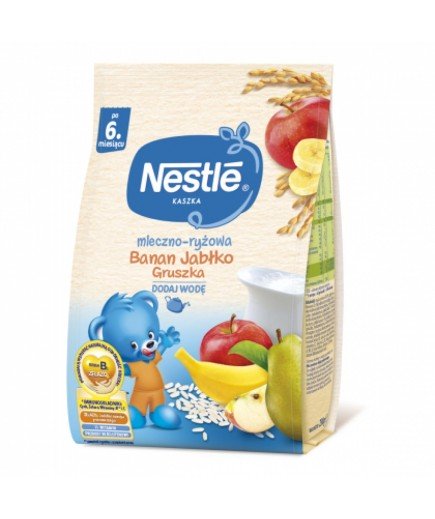 Каша молочна рисова з бананом, яблуком, грушею з біфідобак. Nestle 12188918 Каша молочна рисова з бананом, яблуком, грушею з біфідобак. Nestle 12188918