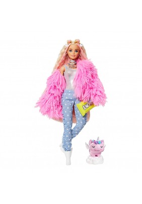 Лялька Barbie Екстра у рожевому пухнастому жакеті GRN28 - 