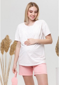 Пижама для беременных и кормления (футболка+шорты) S-XL Юла мама JANICE NW-5.8.1