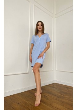 Нічна сорочка для вагітних та годування S-L Мамин Дім 24190 -Блакитний