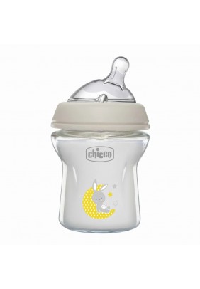 Пляшечка скляна Chicco Natural Feeling 150мл, соска силіконова, повільний потік 0+ 81211.30