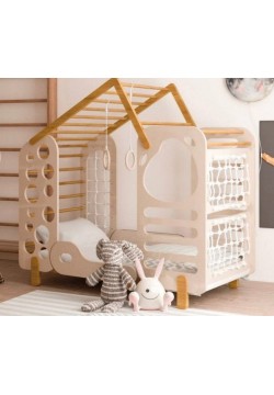 Ліжко дитяче TatkoPlayground Montessori Будиночок 1600x800 ТРMD-beige