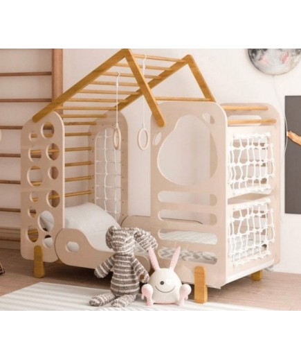 Ліжко дитяче TatkoPlayground Montessori Будиночок 1600x800 ТРMD-beige
