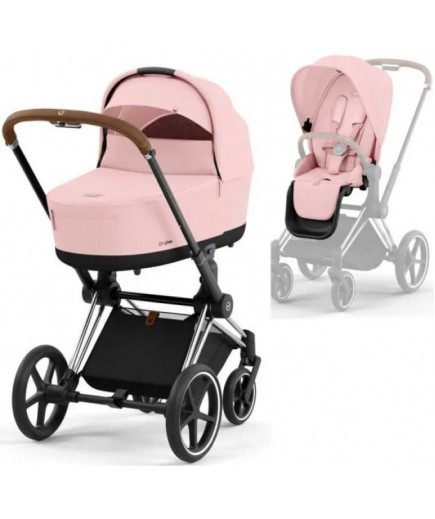 Коляска універсальна 2в1 Cybex Priam 4.0 Peach Pink/Chrome Brown 523000829/3-1