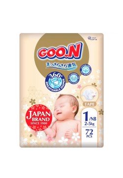 Підгузники Goo.N newborn Premium Soft (0-5кг) 72шт F1010101-152