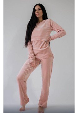 Пижама для беременных и кормления (кофта+штаны) M-XL HN 888104 -розовый