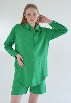 Сорочка дог.рук +шорти DizhimamaDJM-0213 -зелений