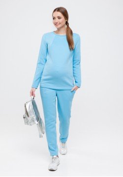 Костюм спортивний утеплений для вагітних і годуючих (толстовка+штани) XS-XL Darina мама Halle ST-49.072 -блакитний