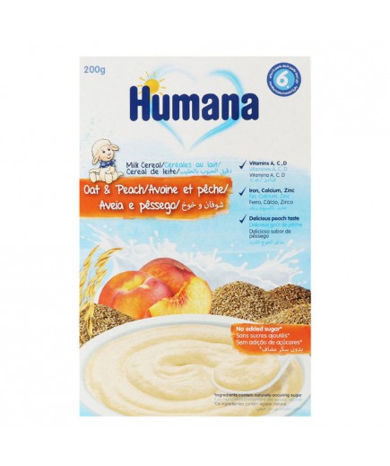 Каша молочна вівсяна з персиком Humana 200г 778239 Каша молочна вівсяна з персиком Humana 200г 778239
