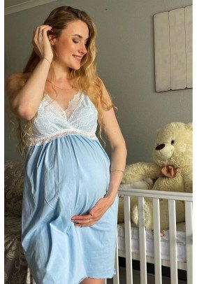 Нiчна сорочка для вагітних та годування S-XL Dianora 2066 1227 -блакитний