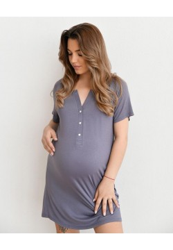 Нічна сорочка для вагітних та годування S-L Мамин Дім 24190-Димка
