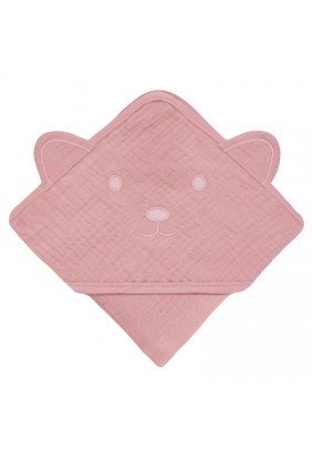 Рушник з капюшоном для купання Lionelo Muslin Hooded Towel Pink Baby 80х80 см LO-MUSLIN HOODED TOWEL PINK BABY - 