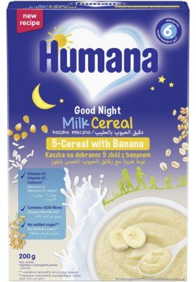 Каша молочна 5 злаків з бананом Humana Good Night 200г 960299