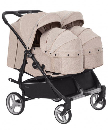 Коляска унiверсальна 2в1 для двійні Carrello Connect CRL-5502/1 Cotton Beige