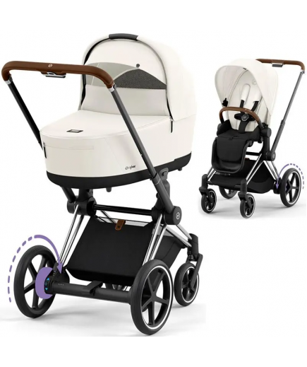 Коляска універсальна 2в1 Cybex e-Priam Off White/Chrome Brown 520020102OW/3