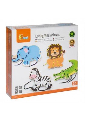 Шнурівка дерев'яна Viga Toys Дикі тварини 51326