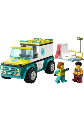 Конструктор Lego City Карета швидкої допомоги й сноубордист 79дет 60403