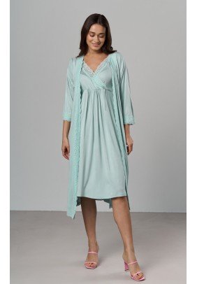 Комплект для вагітних та годування (халат+нічна сорочка) S-XL Nicoletta 7368 - ментоловий