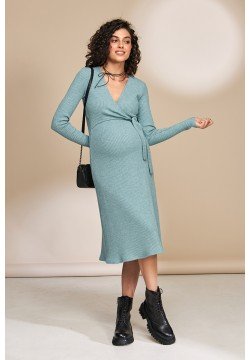 Платье для беременных и кормления М-L Юла мама Pamela DR-33.031 -зеленый
